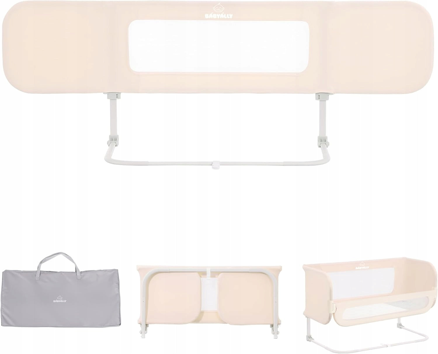 Bed barrier protective safety gate folding 185cm 2in1 cream Manufacturer code bbyally
