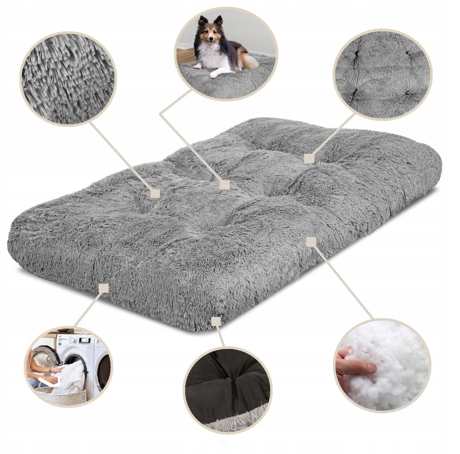 Bed for Dog Hairy Pillow Shaggy Plush Bedding XL 130x90 cm EAN (GTIN) 5906501503024