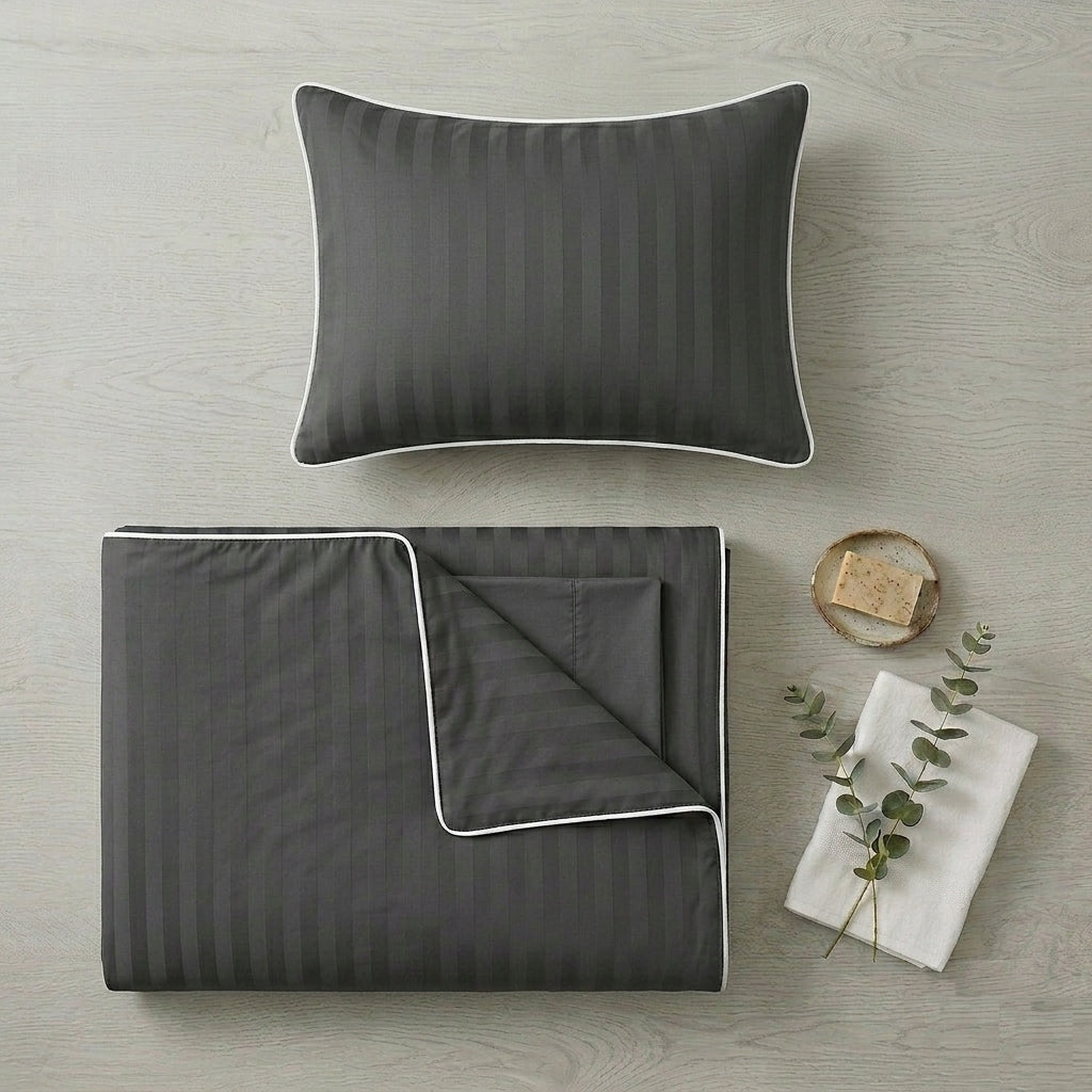 Bedding 140x200 SINGLE COLOR TRIMMED damask WAR graphite+white Packaging status original