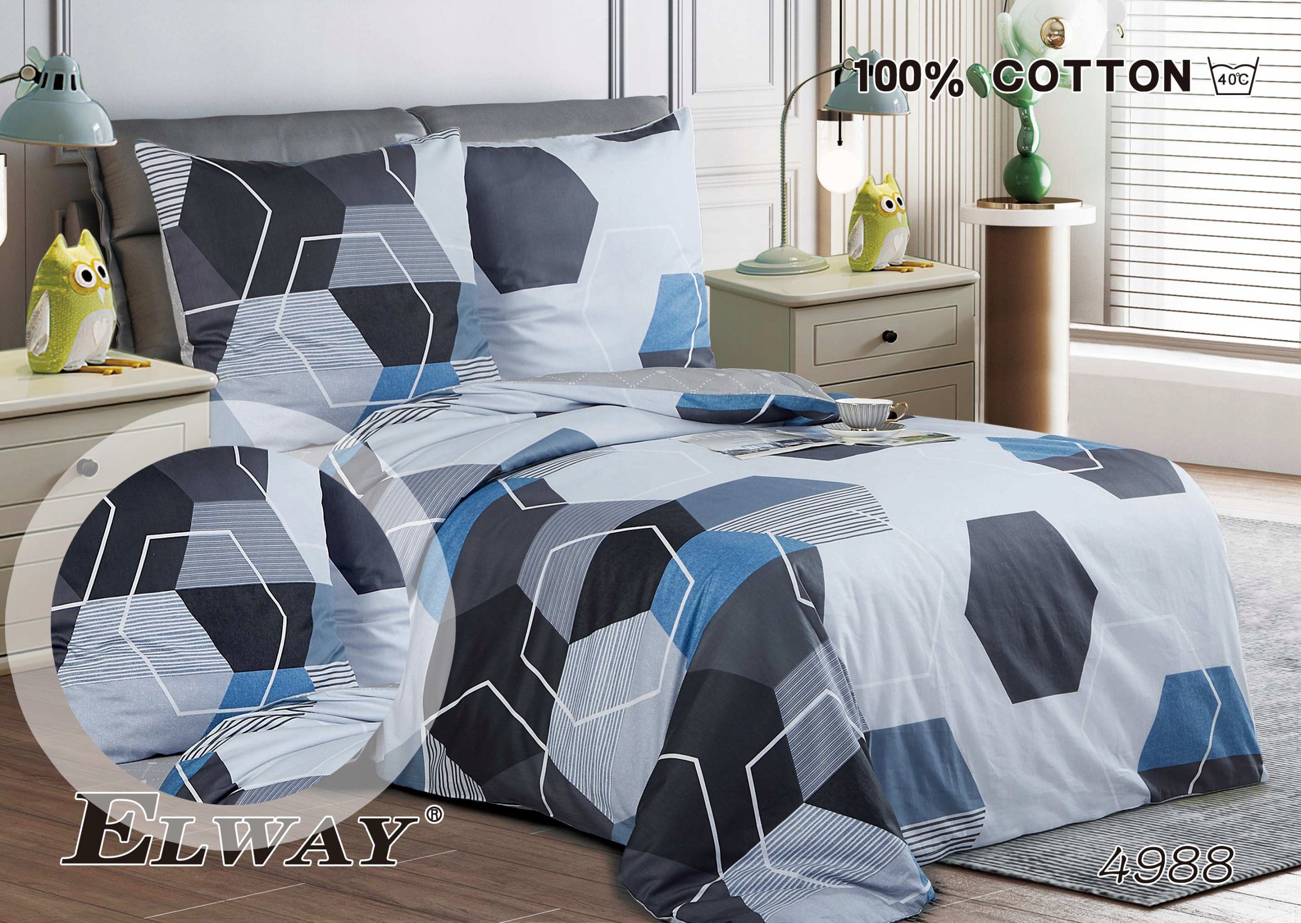 Bedding 160x200 ELWAY 100% Cotton Satin Bedding Set NEW DESIGNS Packaging status original