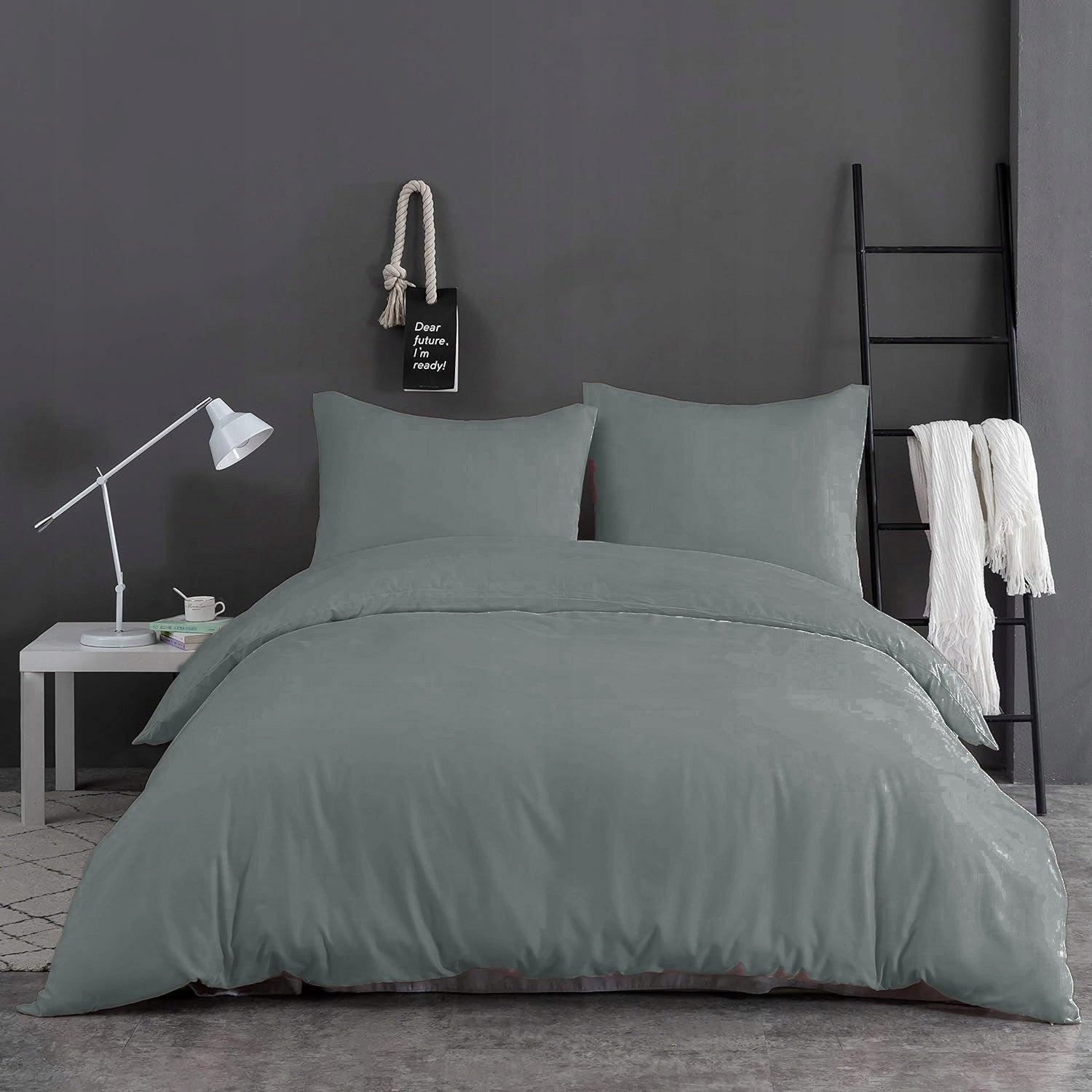 Bedding 160x200 SINGLE COLOR SMOOTH + 2x PILLOWCASE 70x80 ZIPPER grey Packaging status original