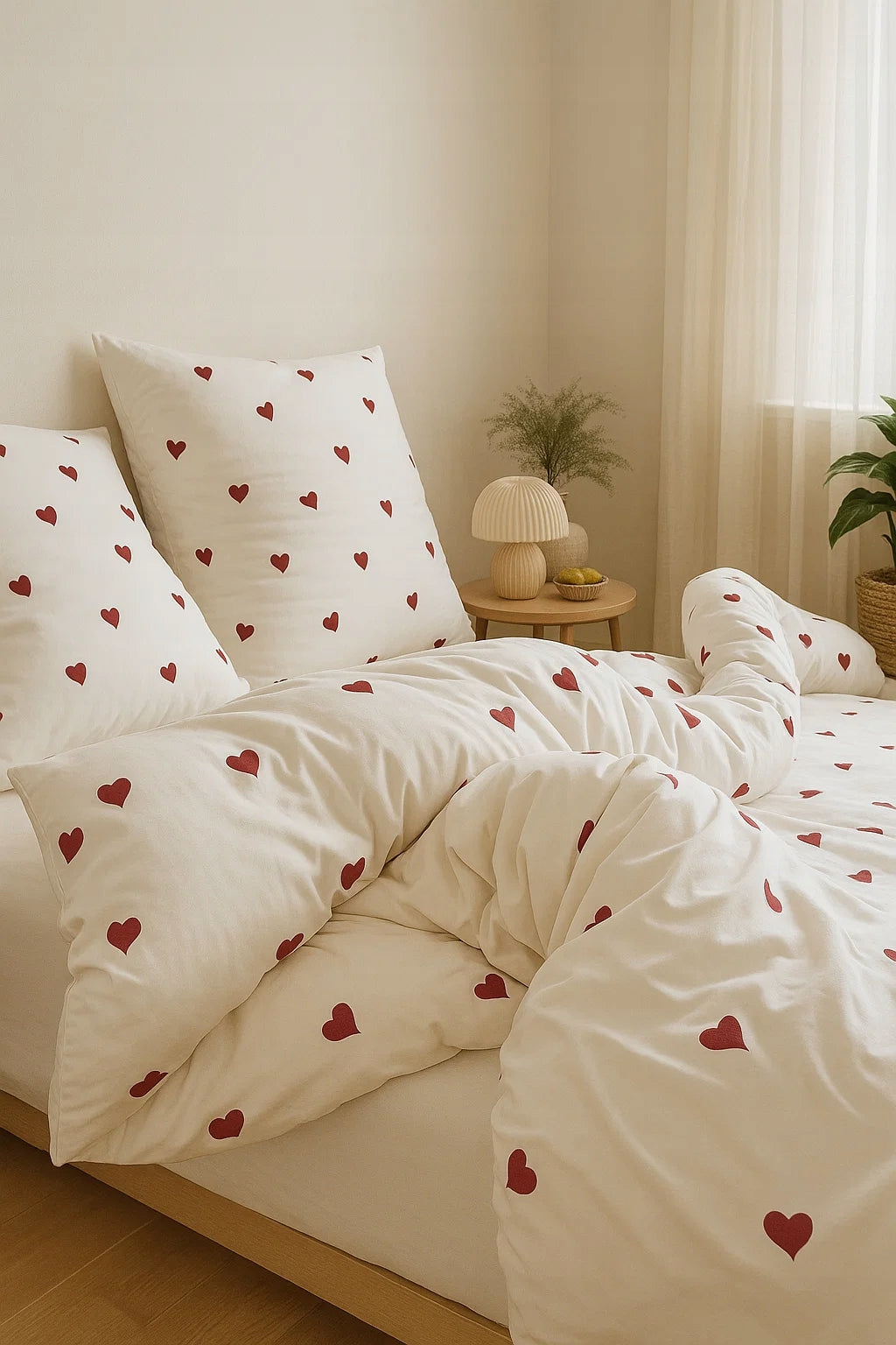 Bedding 160x200 + heart pillowcases hearts on white background fashionable set Manufacturer code POŚCIEL 160x200 wzór w serca FITIZZIO