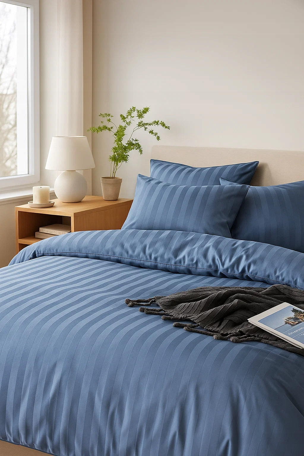 Bedding 160x200 striped damask hotel satin set blue Manufacturer code Komplet pościeli adamaszek 160x200 hotelowa