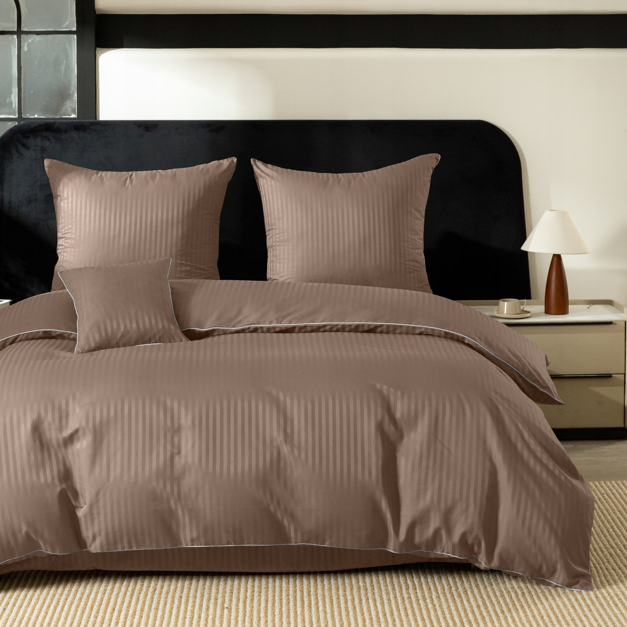 Bedding 200x220 Adamaszek in Belts 1 cm with Ribbon Brown Thick Luxury Manufacturer code FDL 220 3170