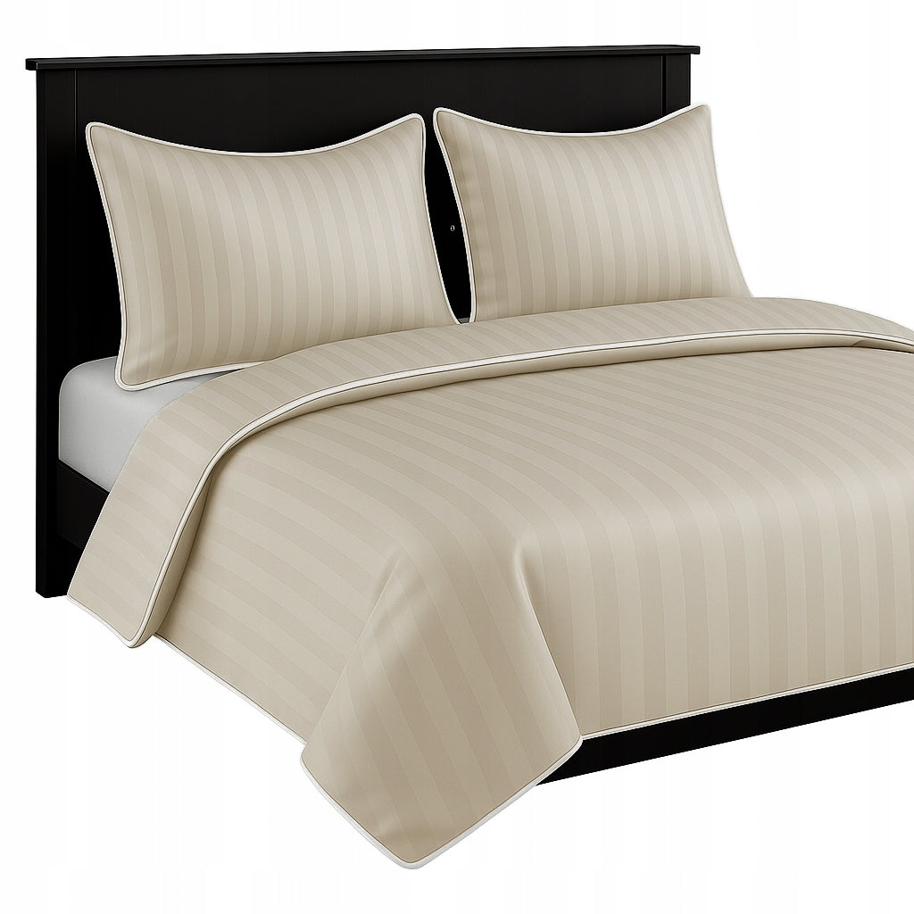 Bedding 200x220 SINGLE COLOR TRIMMED damask VARIANT beige+white