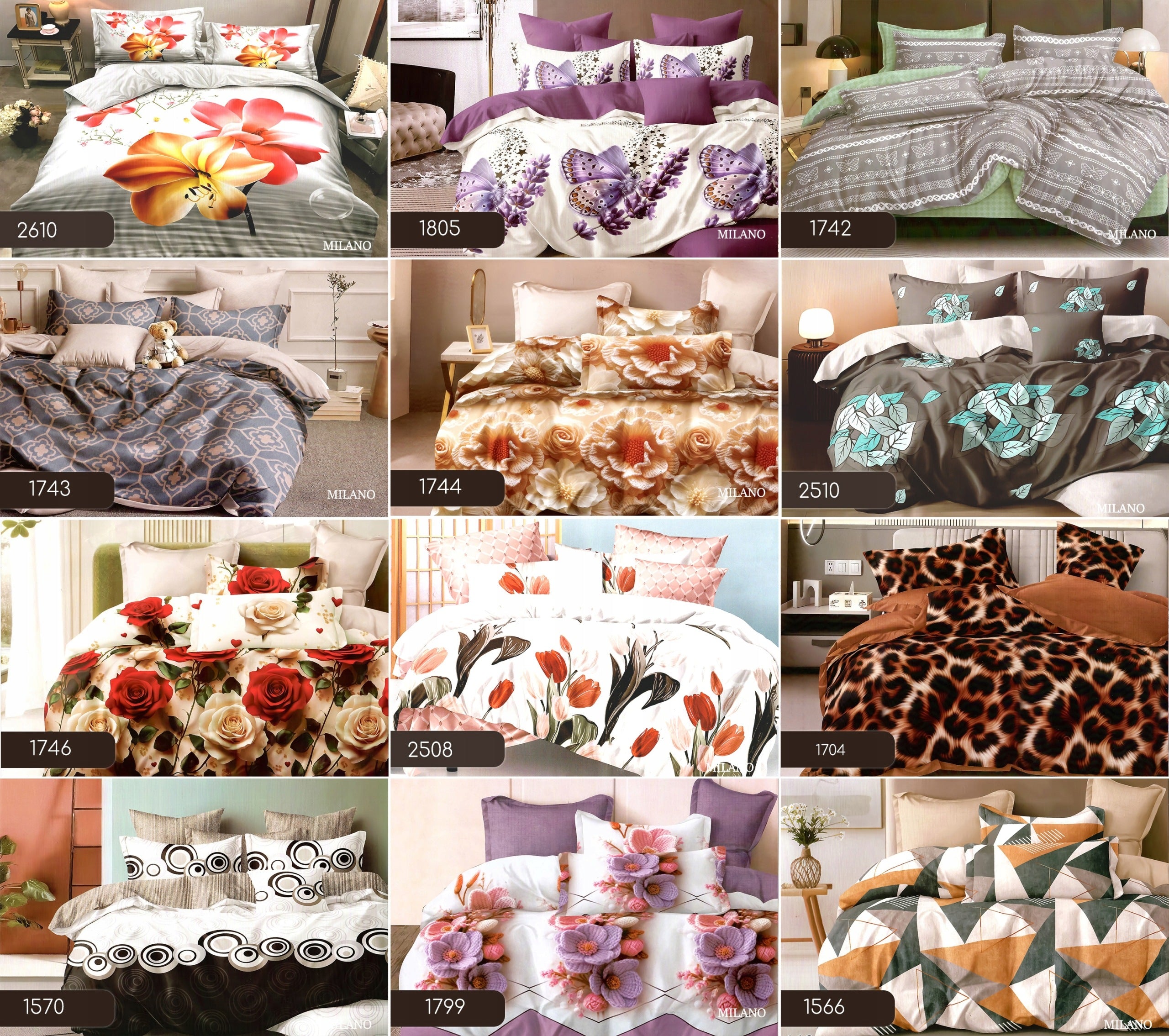 Bedding 220x200 cotton + 2 pillowcases 70x80 set 5D NEW DESIGNS Manufacturer code 5907059938450-milano