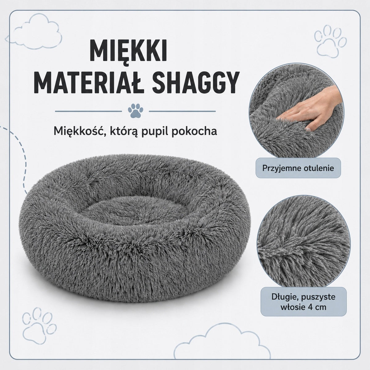 Bedding Dog and Cat Cloud Shaggy 80 Grey Brand Lagram