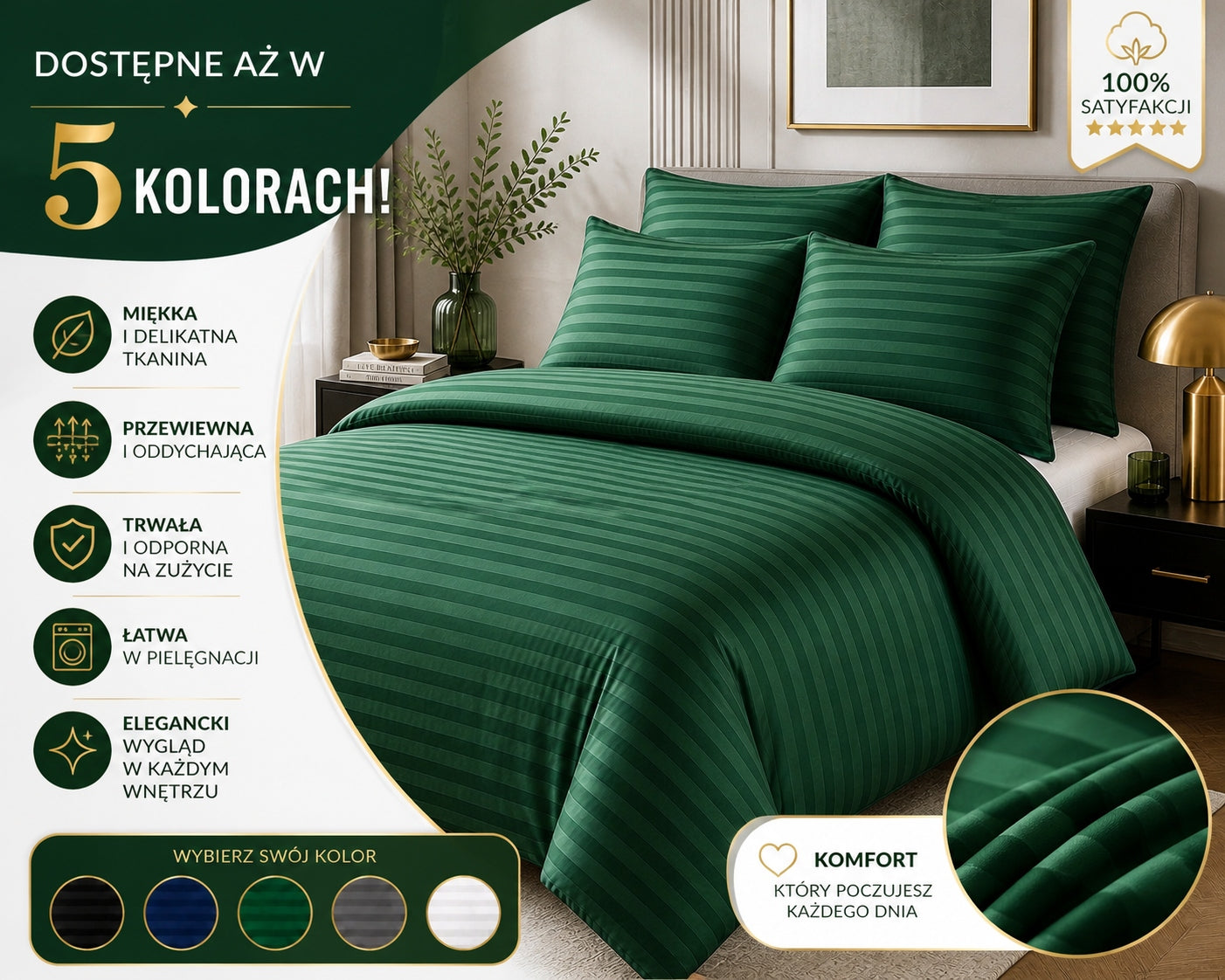 Bedding Hotel Jacquard 140x200 cm + 2 Pillowcases For Any Dimension 5 COLORS Manufacturer code Luksus