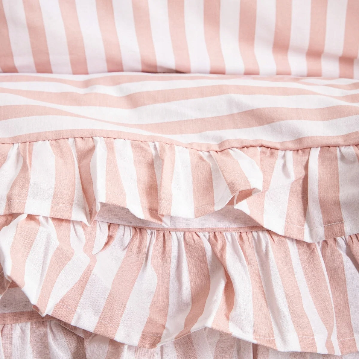 Bedding TRUDY cotton with pink stripes with frill 160x200 2*70x80cm HOMLA Packaging status original