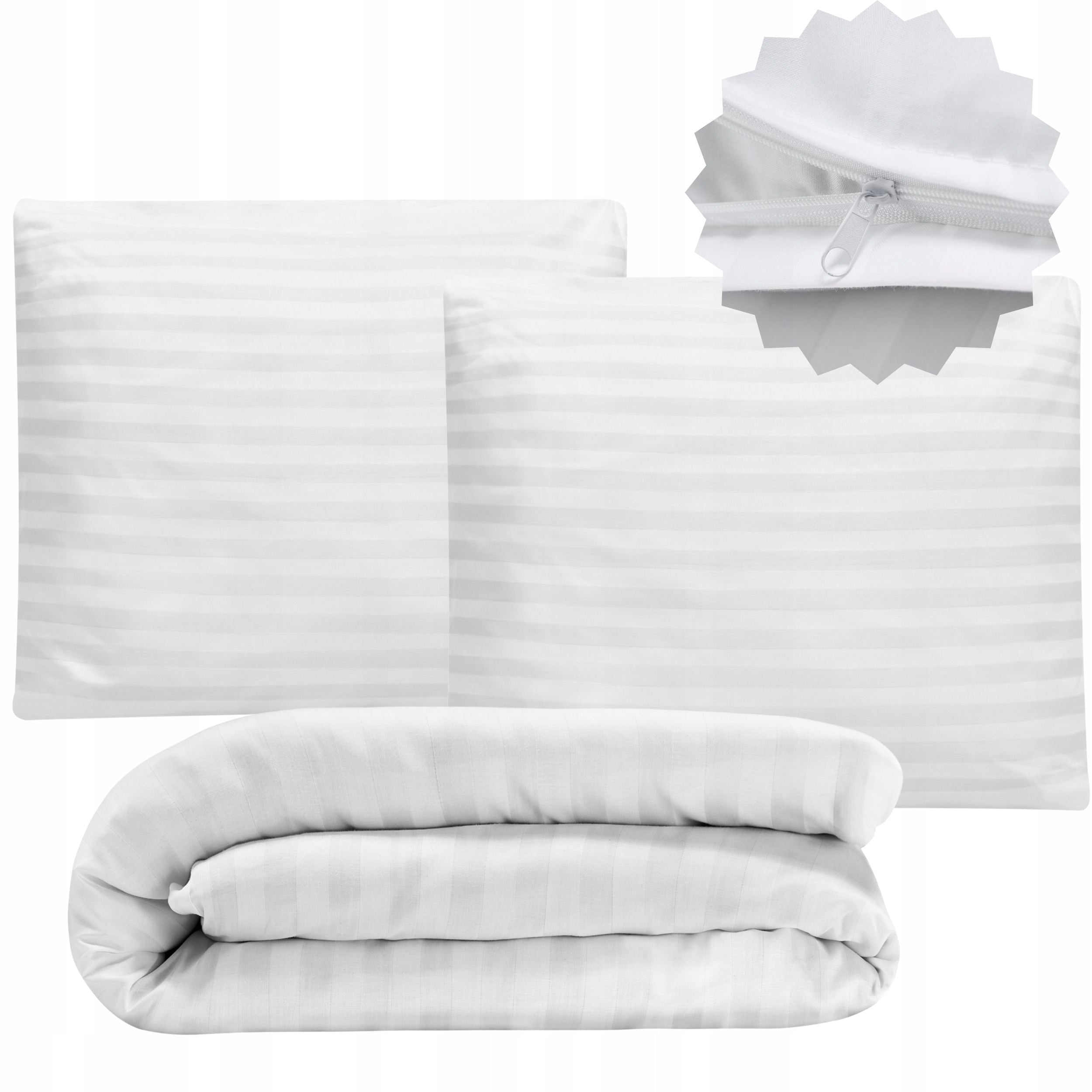 Bedding White Hotel 160x200+2x 70x80/50x60/50x70 Adamaszek 1cm with lock