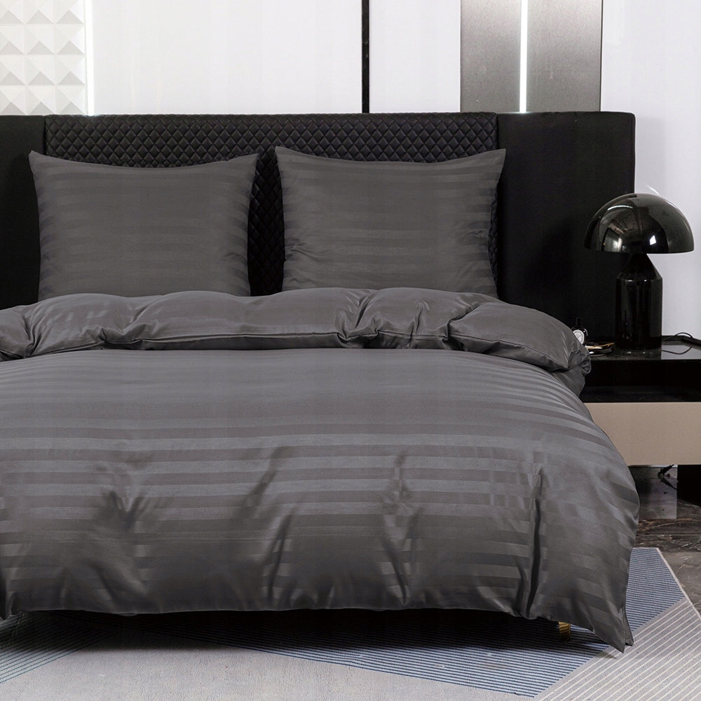 Bedding damask hotel striped140x200 grey dark grey steel anthracite Brand no brand