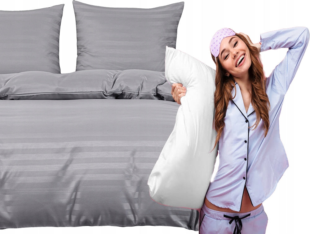 Bedding damask hotel striped140x200 grey dark grey steel anthracite Packaging status original