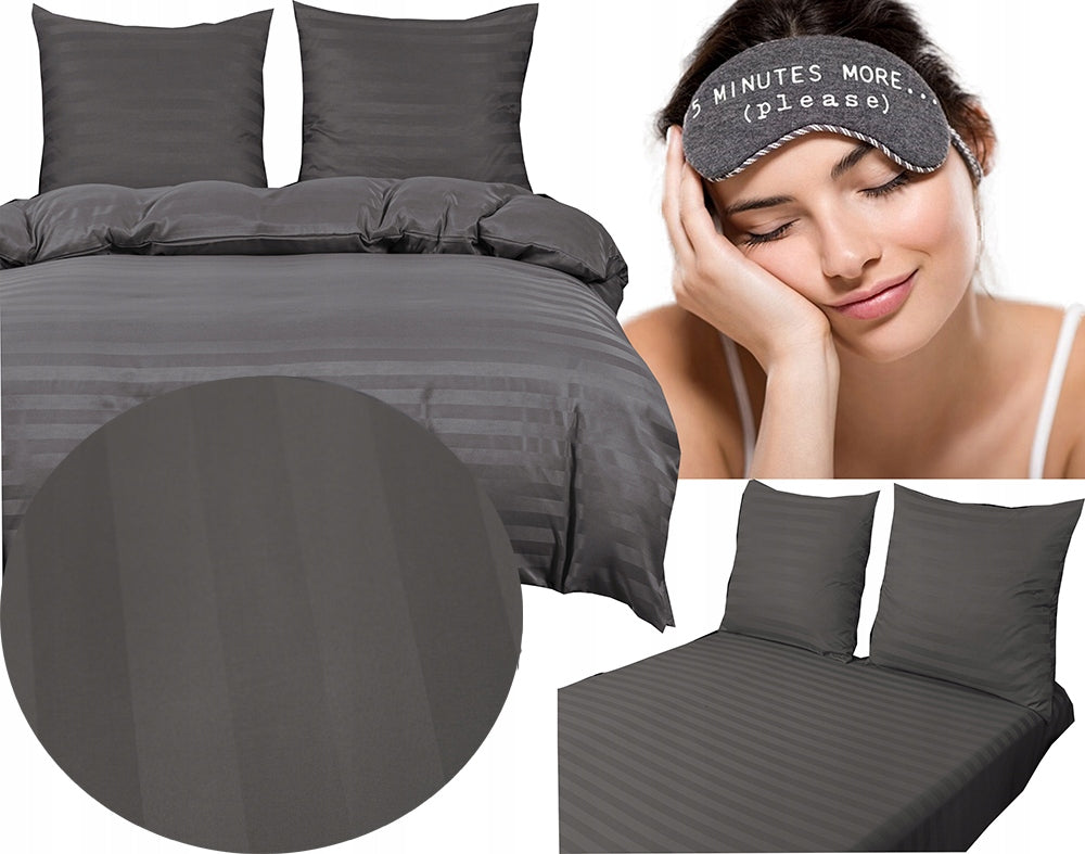 Bedding damask hotel striped140x200 grey dark grey steel anthracite