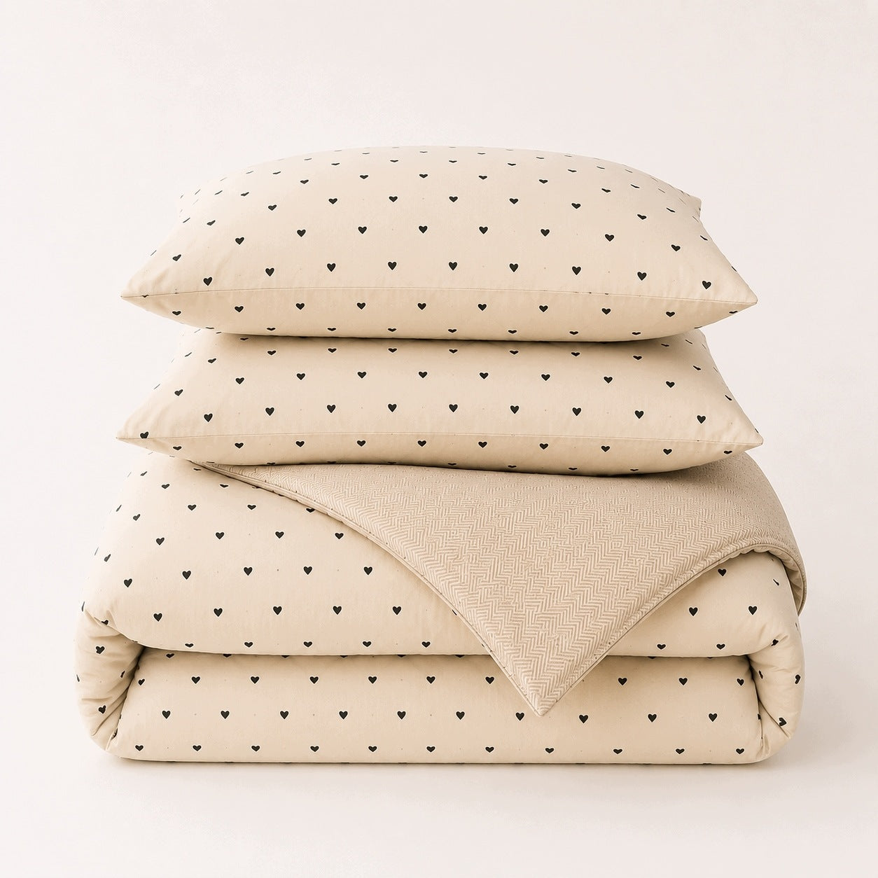 Bedding set 100% cotton Mengtianzi B-1737 cream heart black 200x220 Packaging status original