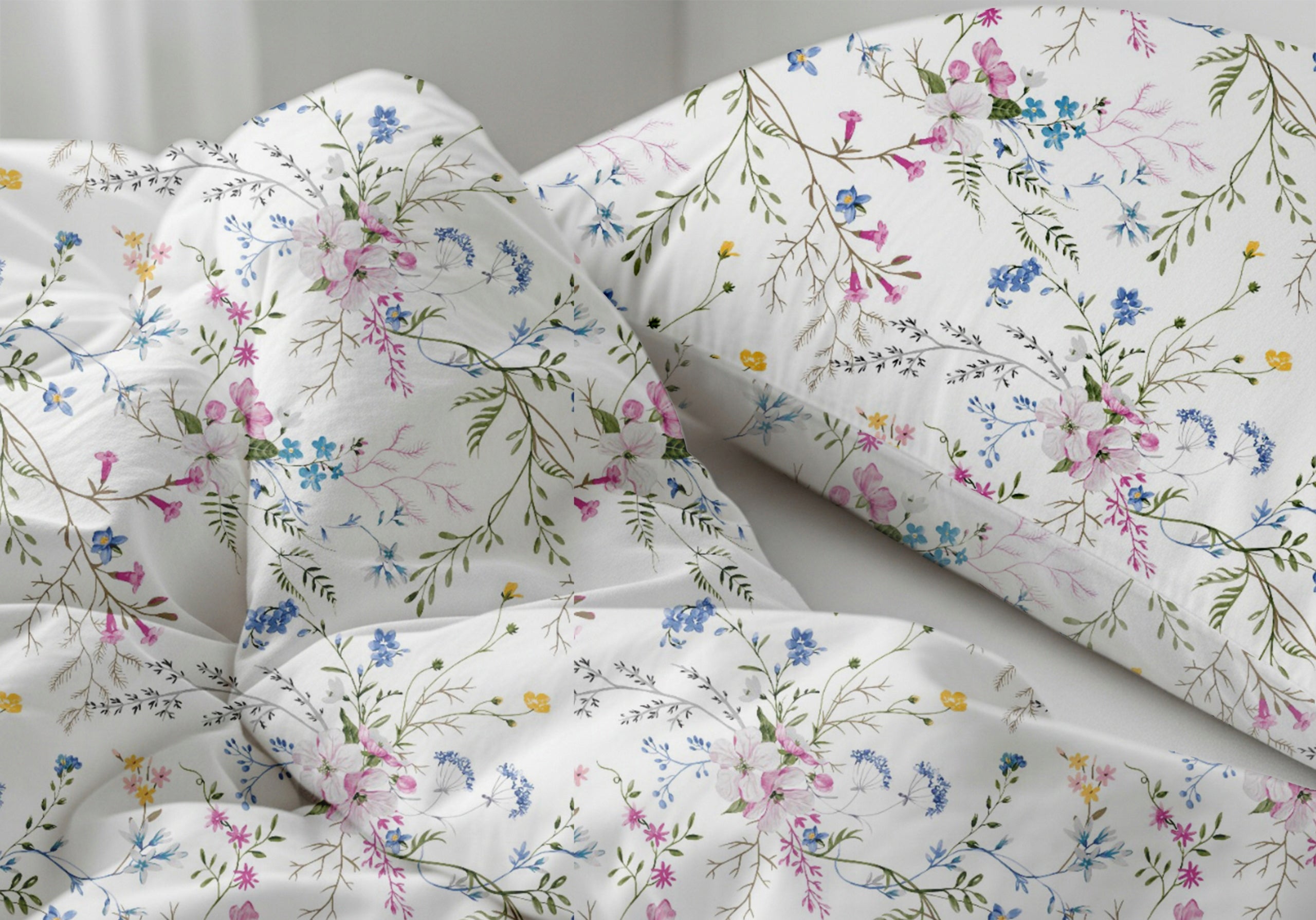 Bedding set 220x200 cotton Poland flowers white Brand no brand