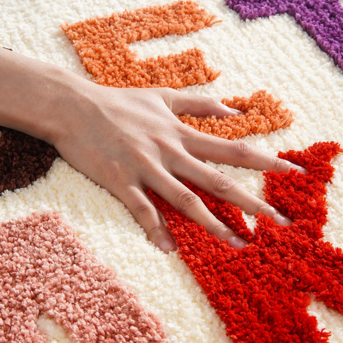 Beige Rug with Colorful Inscription GET NAKED 50 x 80 cm Microfiber EAN (GTIN) 5906521051574