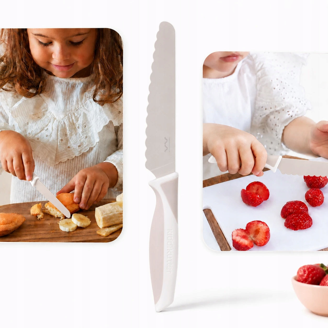 Beige Safe Kitchen Knife for Learning Slicing for Kids Kiddikutter Brand no brand