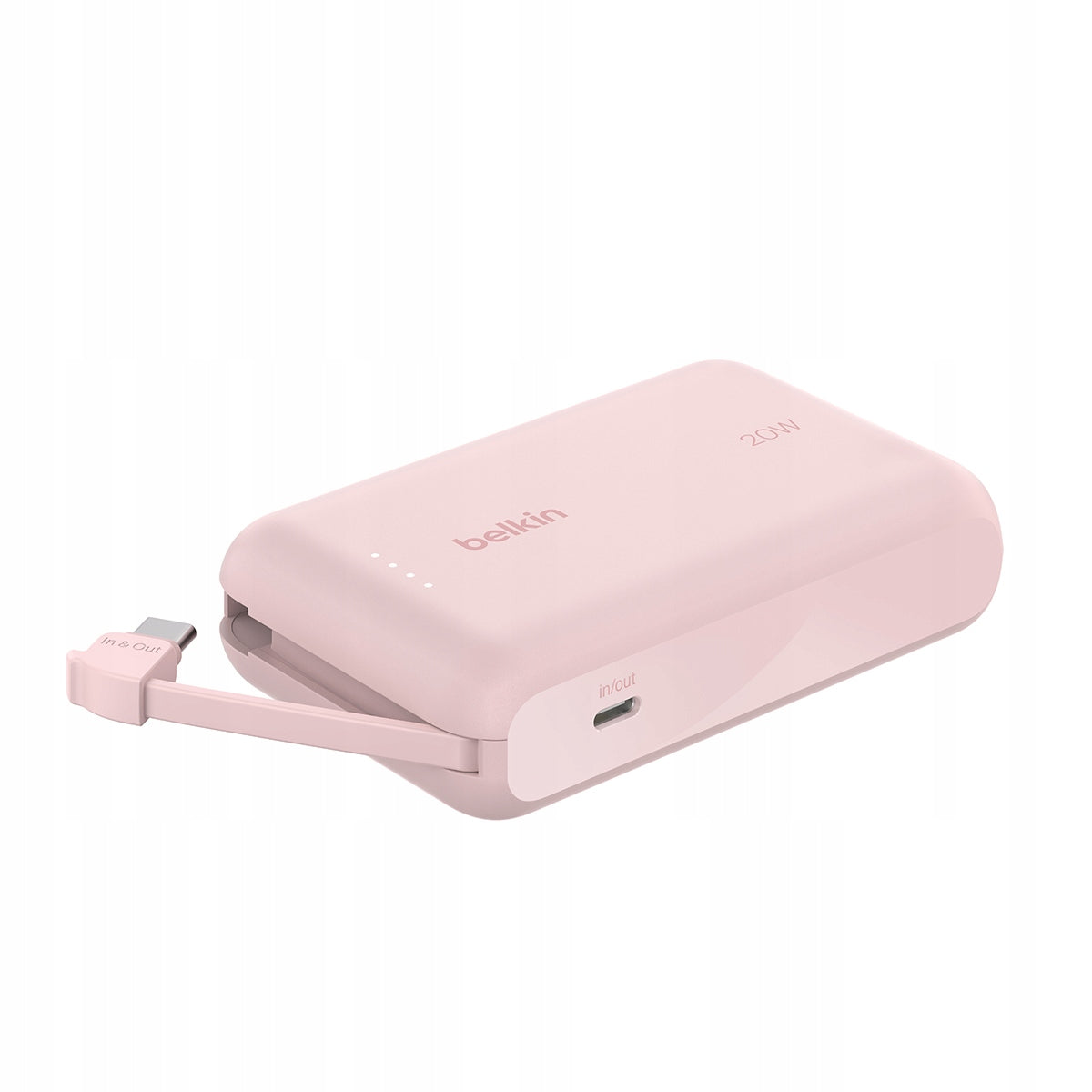 Belkin BoostCharge Powerbank 10000mAh 20W USB-C PD Built-in Cable Pink