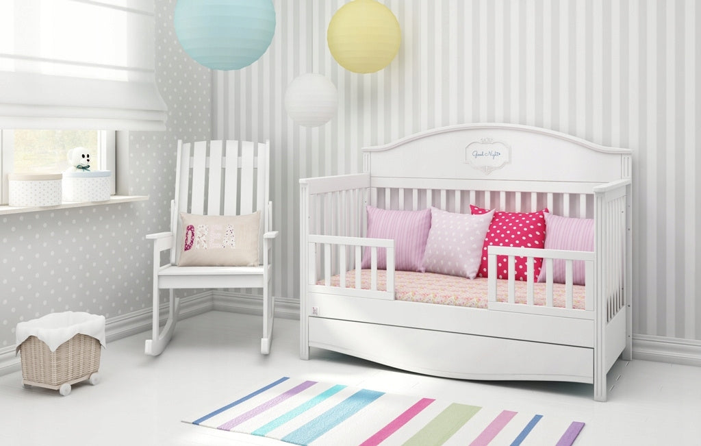 Bellamy Good Night crib railing elegant white Brand Bellamy