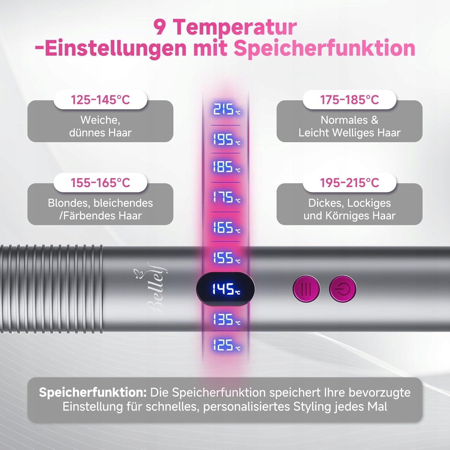 Bellelf Hair Straightening Brush Straightener LED Anti-Scald 9 temp Manufacturer code Prostownica