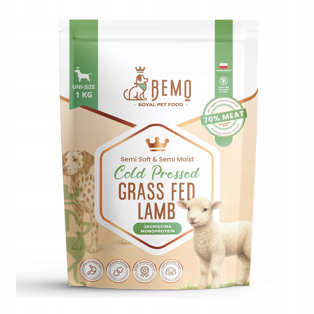 Bemo - cold pressed food for dogs with lamb 1kg