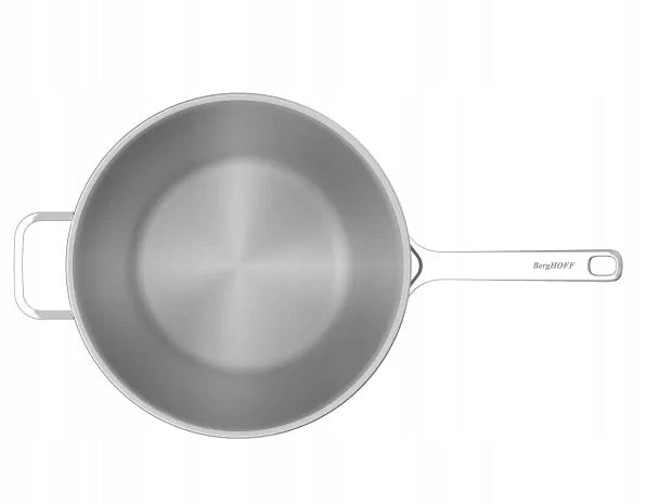 BergHOFF STAINLESS STEEL DEEP WOK PAN GLOSS SOLID HELIX 30CM Brand Berghoff