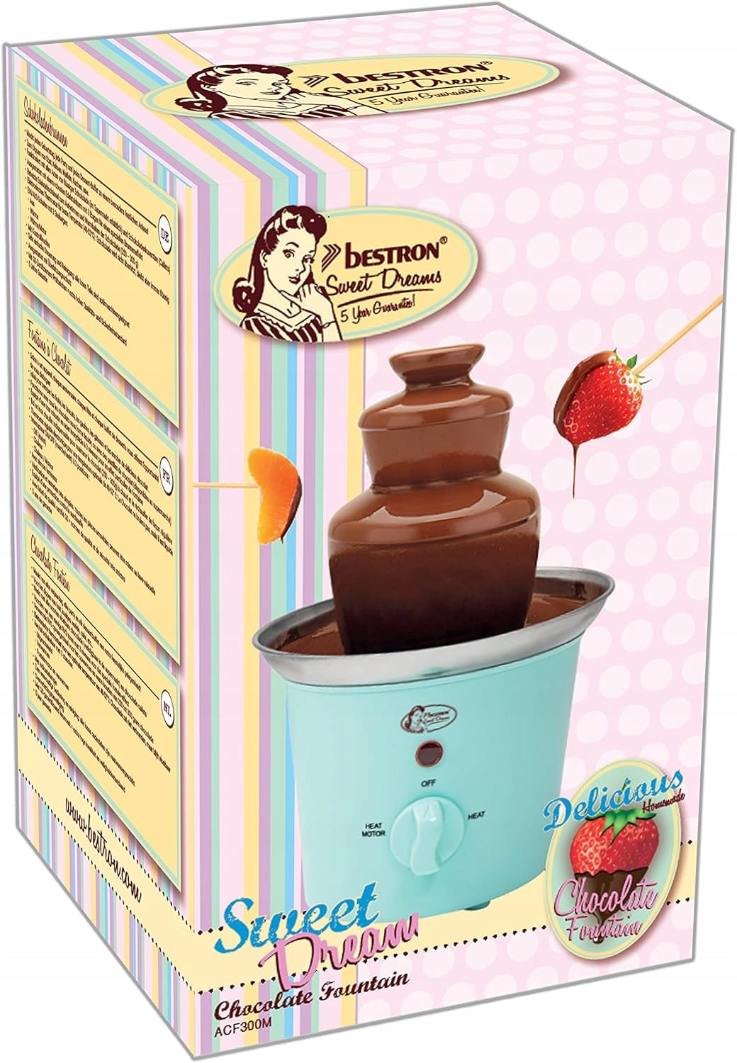 Bestron ACF300M Chocolate Fountain 60W 3 Levels Maintenance Function Packaging status original