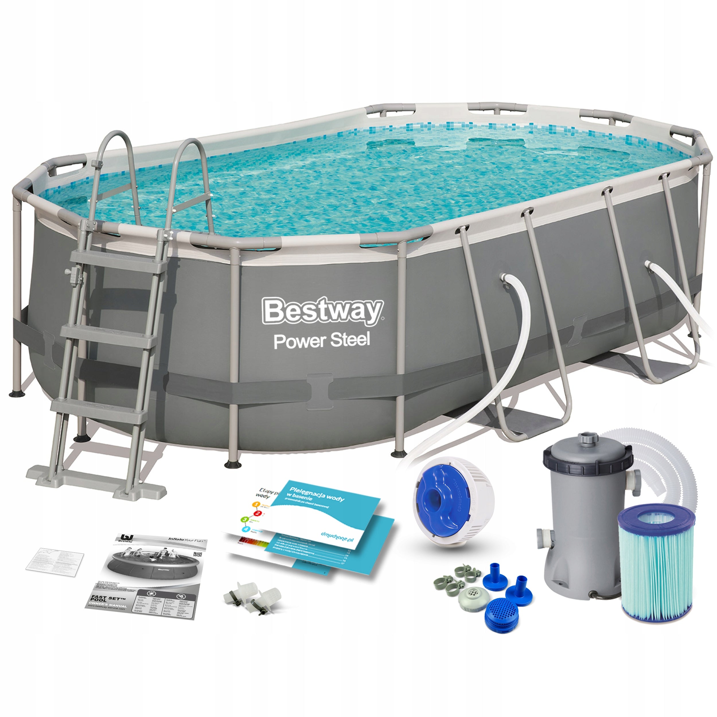 Bestway 56620 garden pool rack 427x250x100cm ladder pump