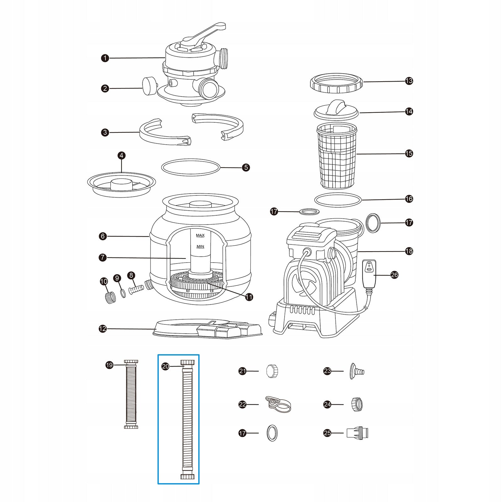 Bestway Connecting hose 38mm 300cm for sand pump 58499 Flowclear 8327 l/h Manufacturer BESTWAY
