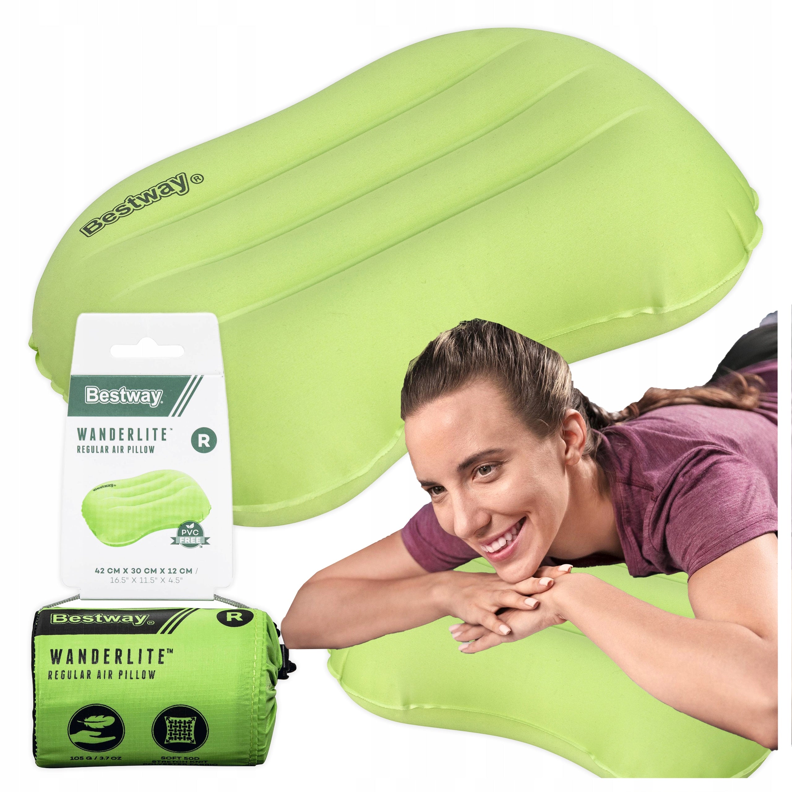 Bestway Inflatable Hiking Pillow WanderLite 42cm x 30cm 69624 Brand Bestway
