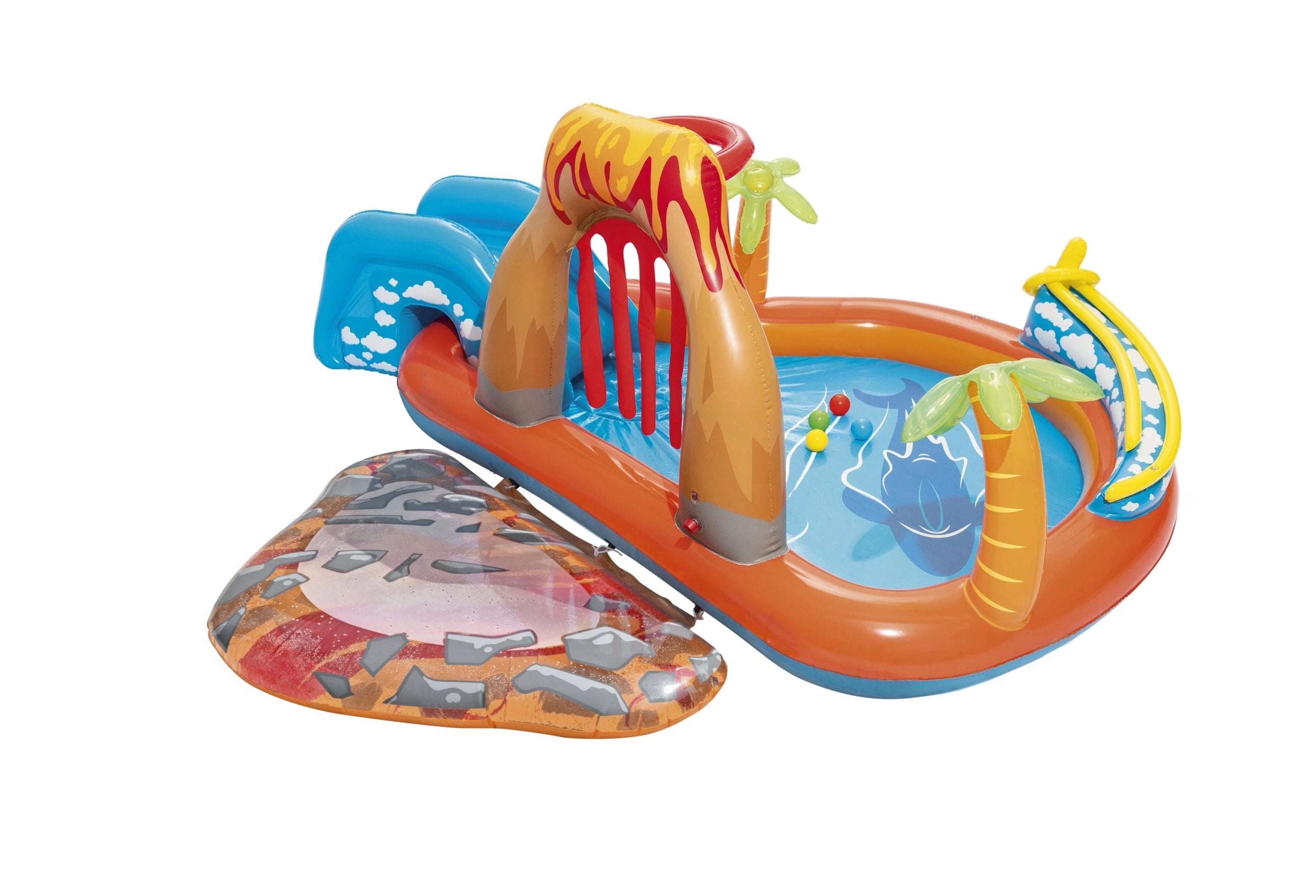 Bestway Inflatable Playground Lava Lagoon Swimming Pool with Slide 265x265x104 cm Height 11 cm