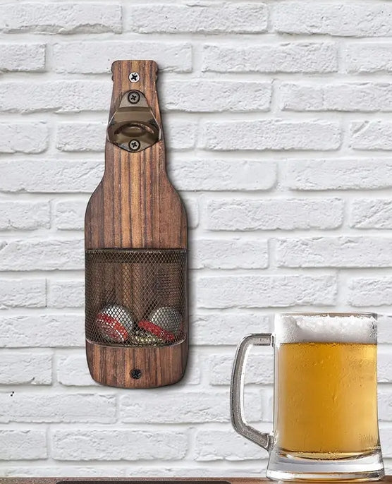 Beverage Bottle Opener Wall Mounted Wooden Gift Brand no brand