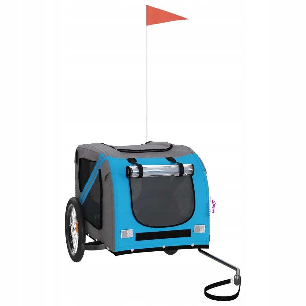 Bicycle Trailer for Animals with Oxford Fabric and Iron, Blue-Grey