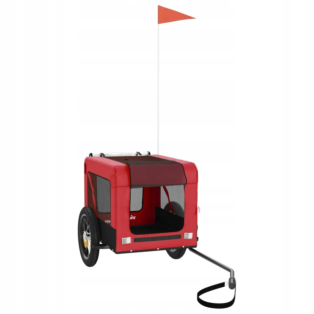 Bicycle Trailer for Animals with Oxford Fabric and Iron Frame, Red- Brand no brand