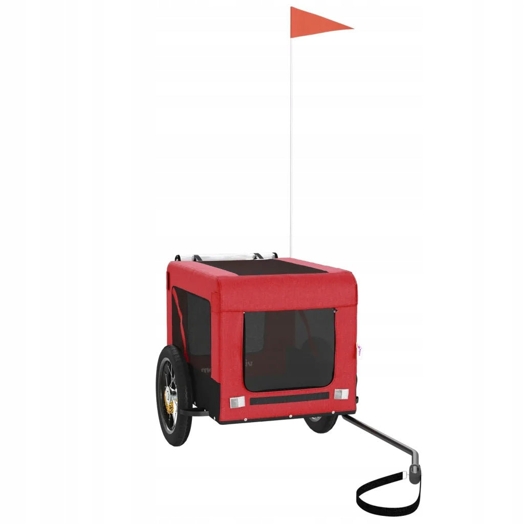 Bicycle Trailer for Animals with Oxford Fabric and Iron Frame, Red-