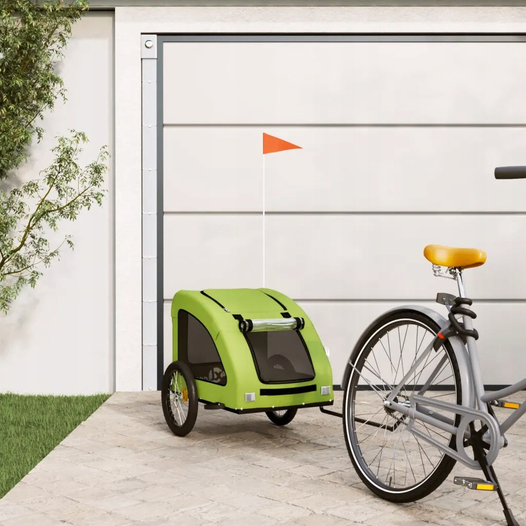 Bicycle Trailer for Animals with Oxford Fabric and Iron, Green, 137x68 Packaging status original