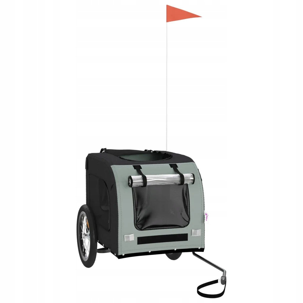 Bicycle trailer for animals, black and grey, 125x64x66 cm, iron, woven Brand no brand