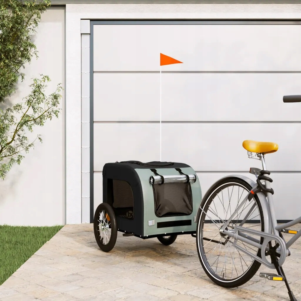 Bicycle trailer for animals, black and grey, 125x64x66 cm, iron, woven Packaging status original