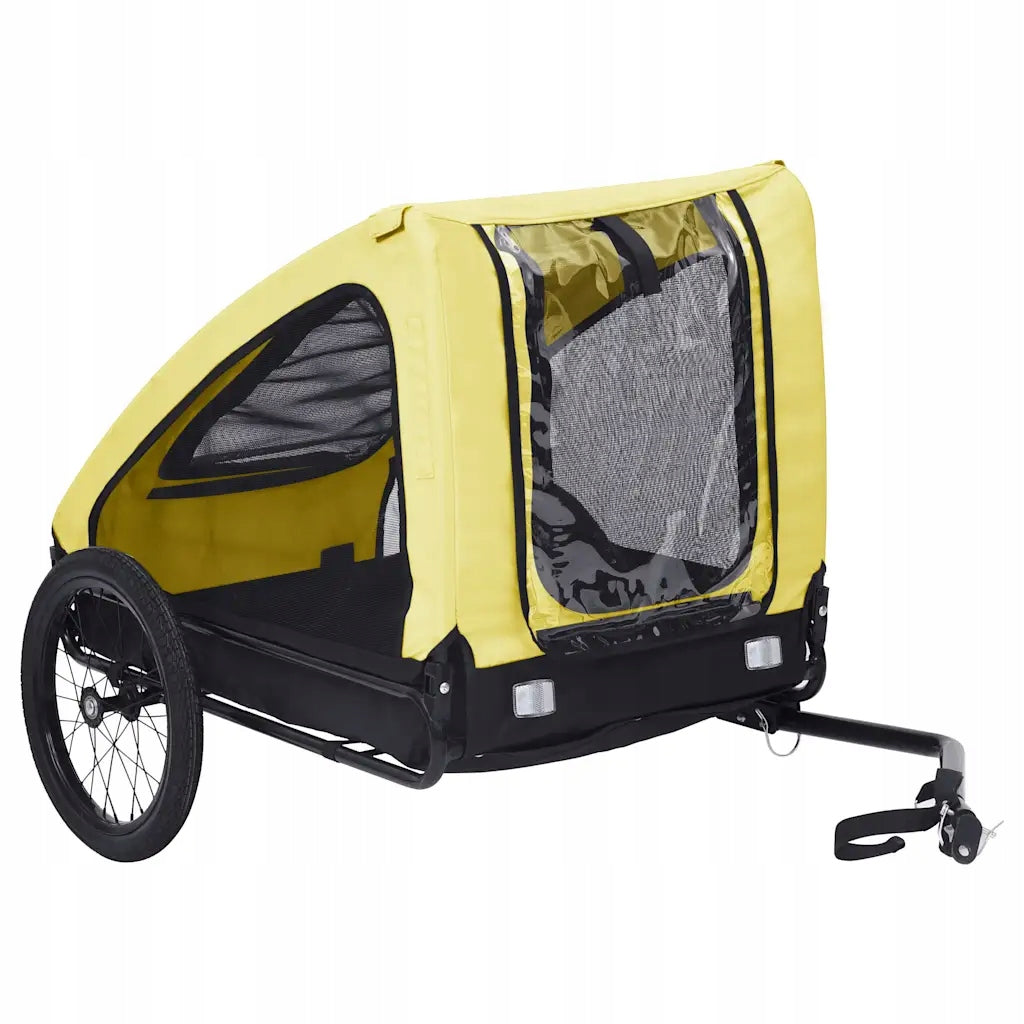 Bicycle trailer for animals with mesh, yellow-black, 142x70x87,5 c
