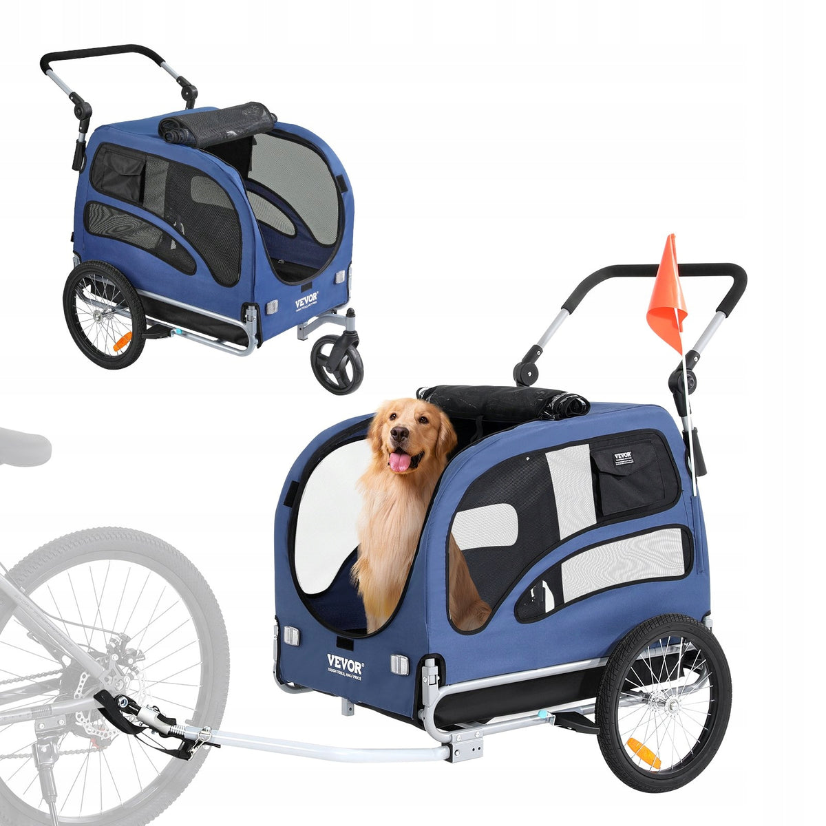 Bicycle trailer for dog transporter up to 45 kg blue