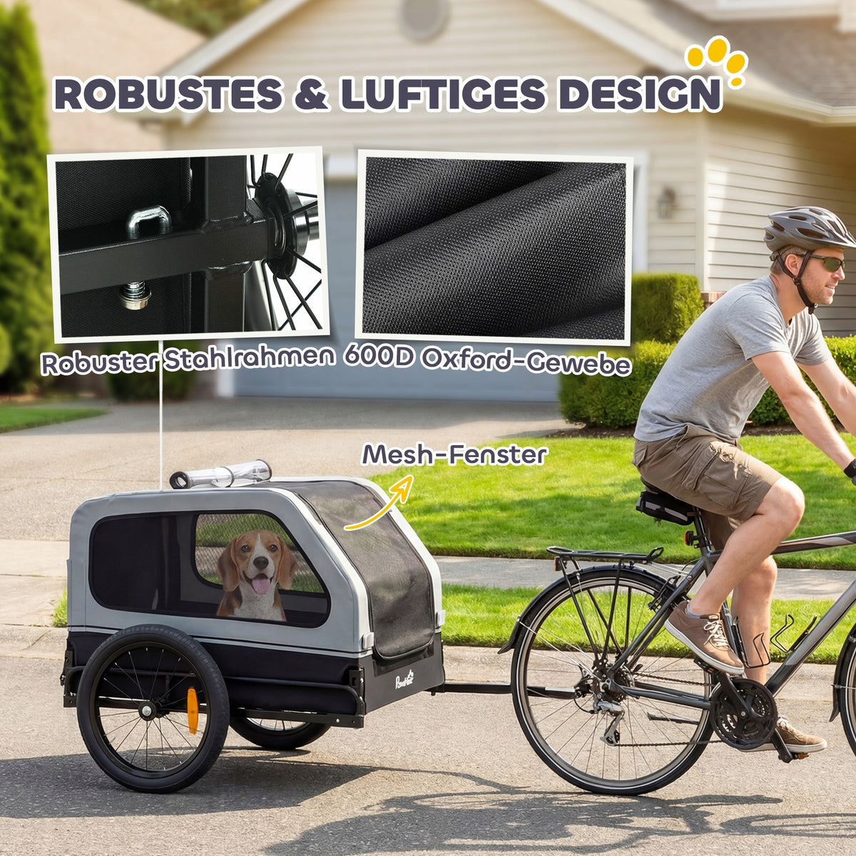Bicycle trailer for dogs PawHut folding up to 20 kg 138x69x70 cm Manufacturer code D00-237V00GY