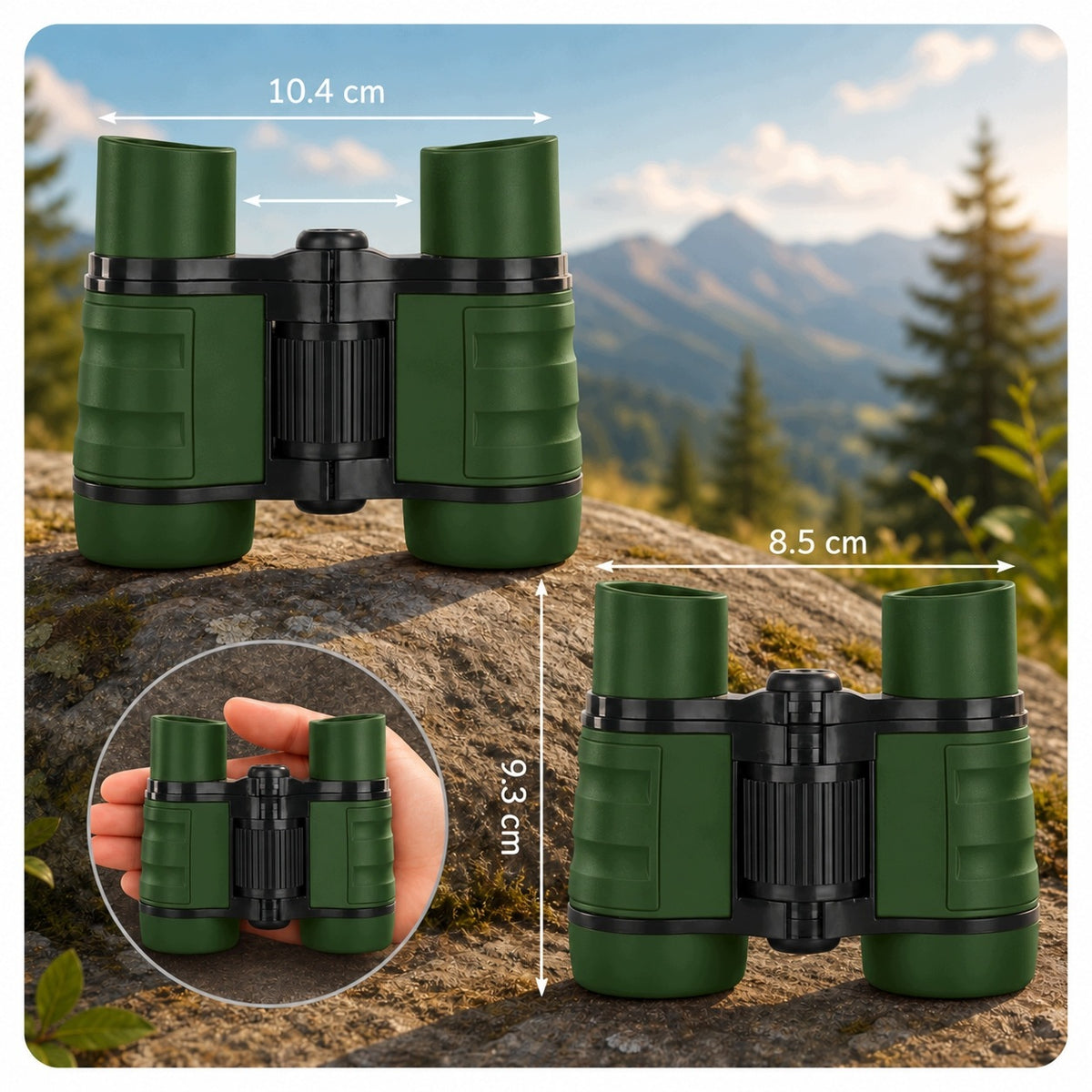 Binoculars for children educational toy green + observation case 4x30 Packaging status original