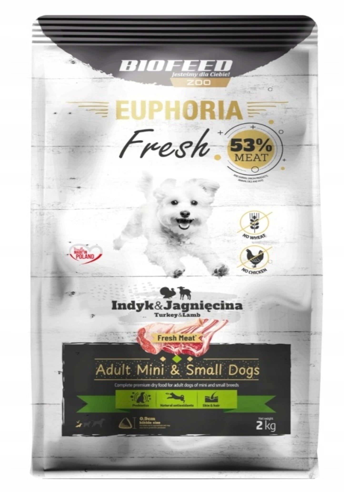 Biofeed Fresh 53% Meat Turkey Lamb 2 kg for Small Breed York Brand Euphoria