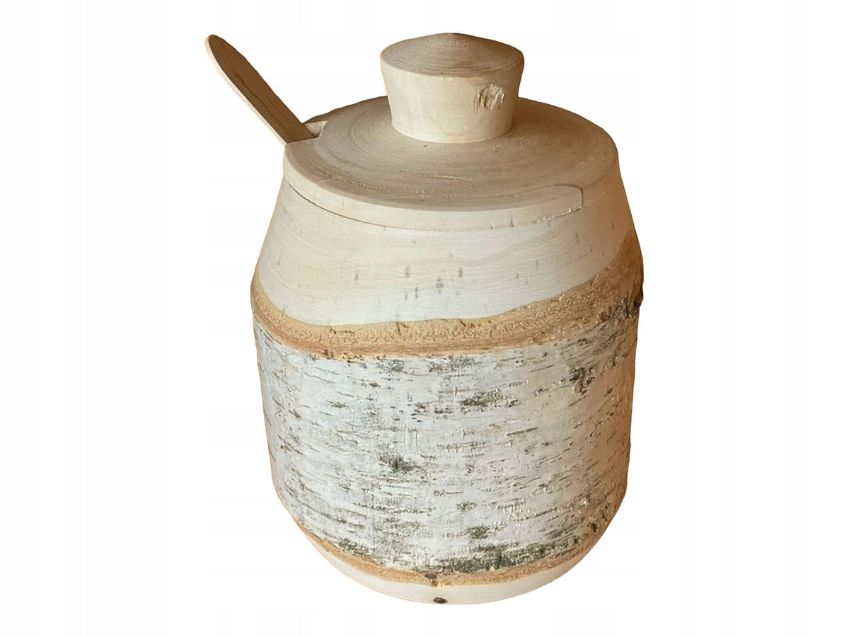 Birch wood salt shaker – Salt container with spoon
