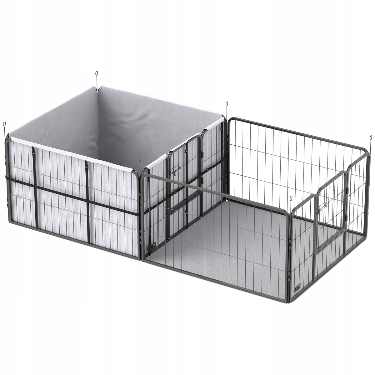 Birth cage for puppies, playpen chest with 7 panels, 2 zones
