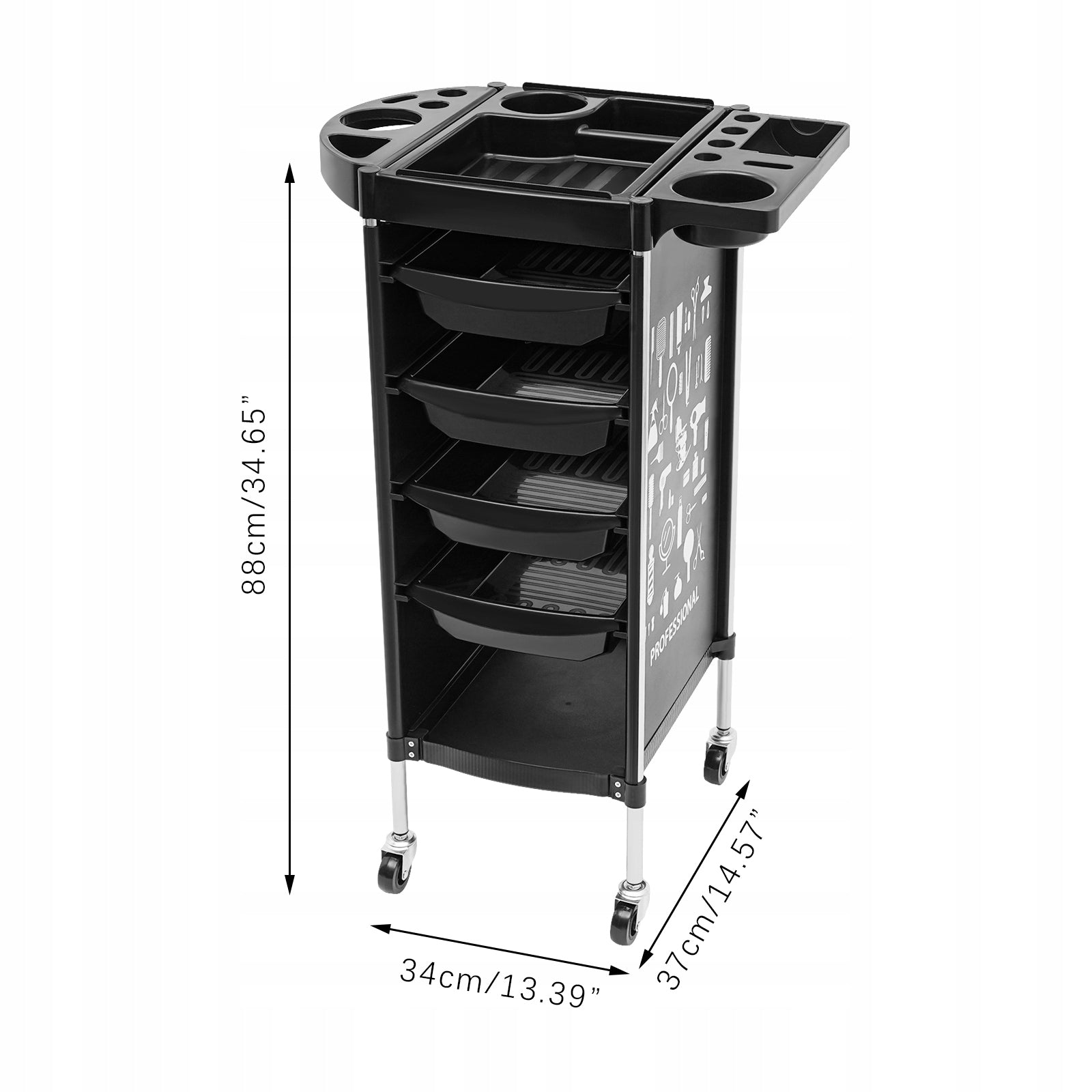 Black Hairdresser Cart with Four Drawers EAN (GTIN) 763508688445