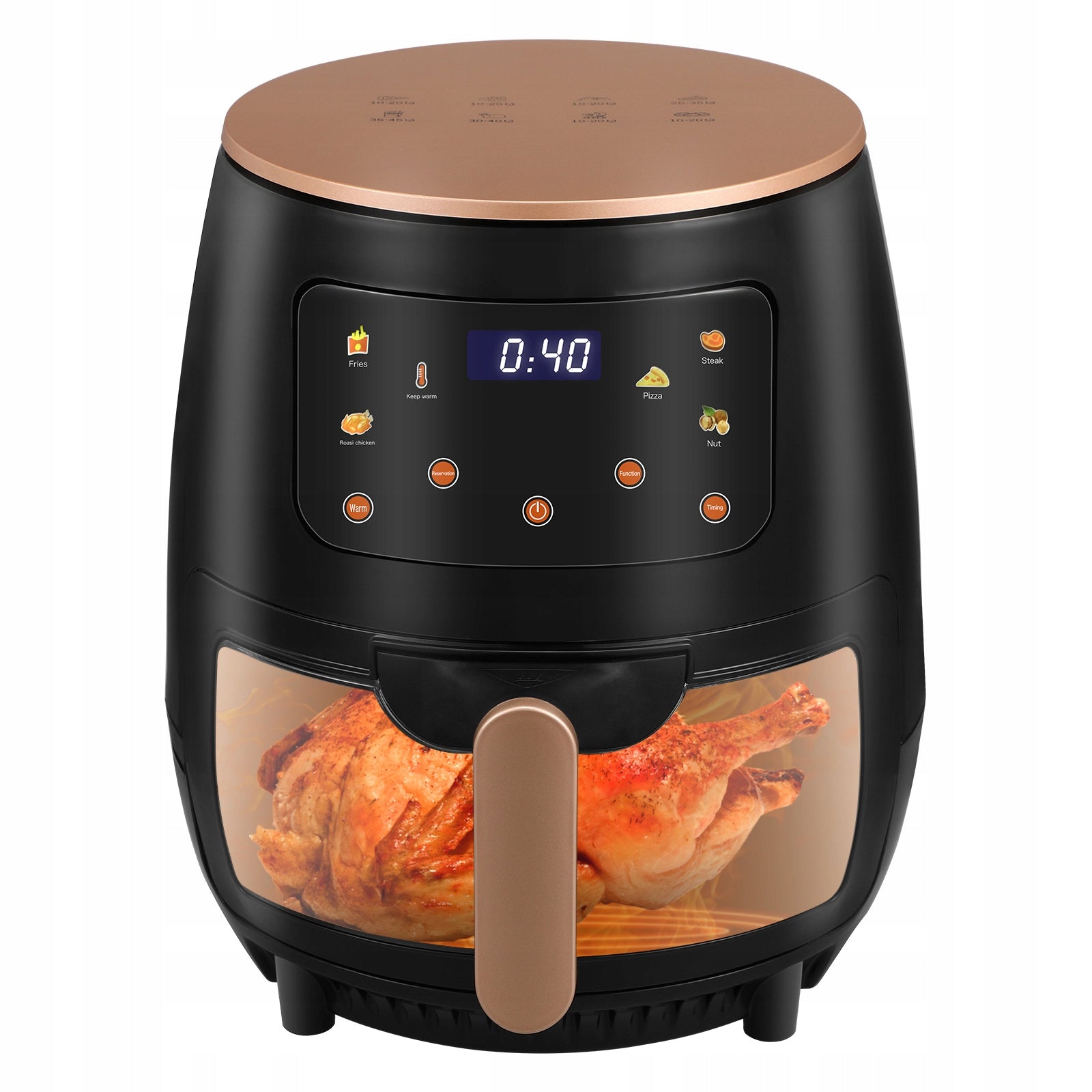 Black Large Capacity Air Fryer with Glass View for Family Use