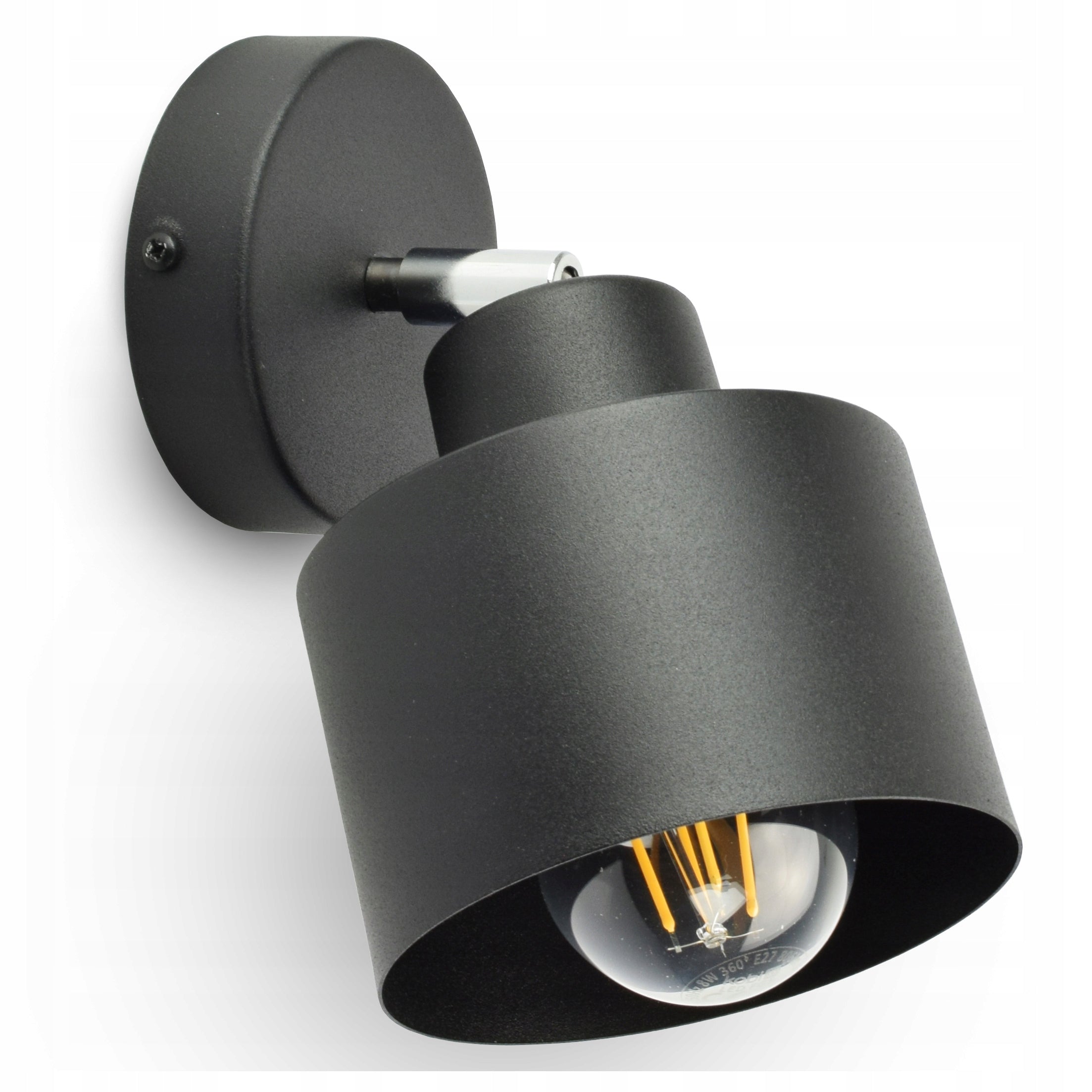 Black Roller Wall Lamp 382-KG1 E27