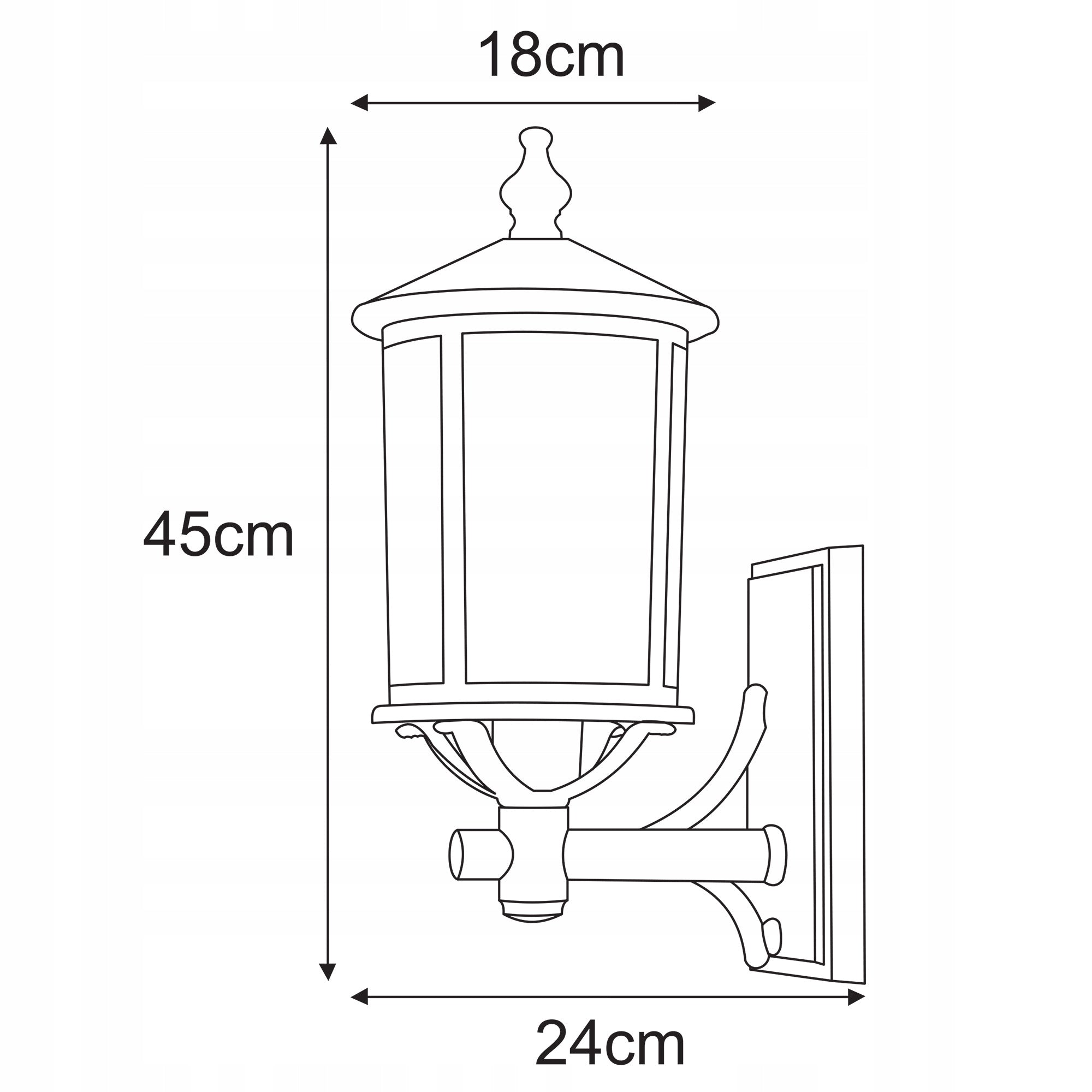 Black Wall Lamp Elegant Garden Facade Lamp 1xE27 K-8220 MIAMI Brand Kaja