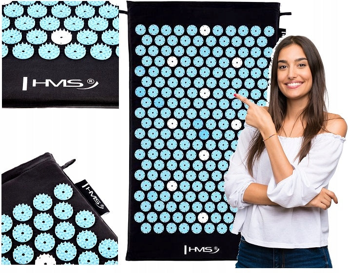 Black massage mat for acupressure HMS with back spikes 6930 spikes 74 Manufacturer code 5908136641133
